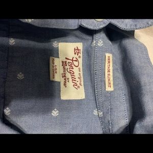 Mens Penguin oxford with pattern. Denim color.